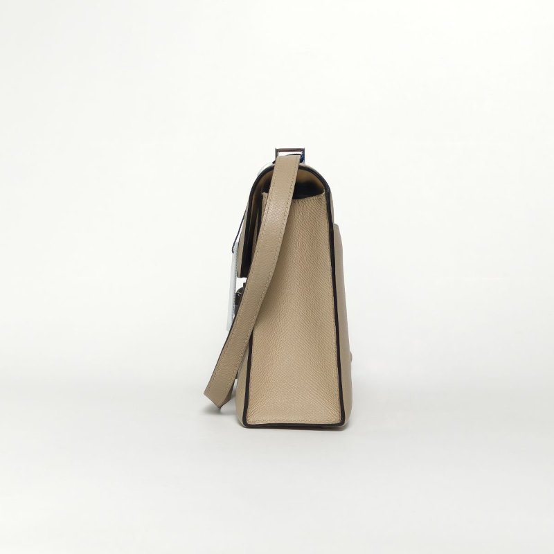 HERMES Verrou手槍包23S2風衣灰Epsom皮A刻銀扣肩背包-2