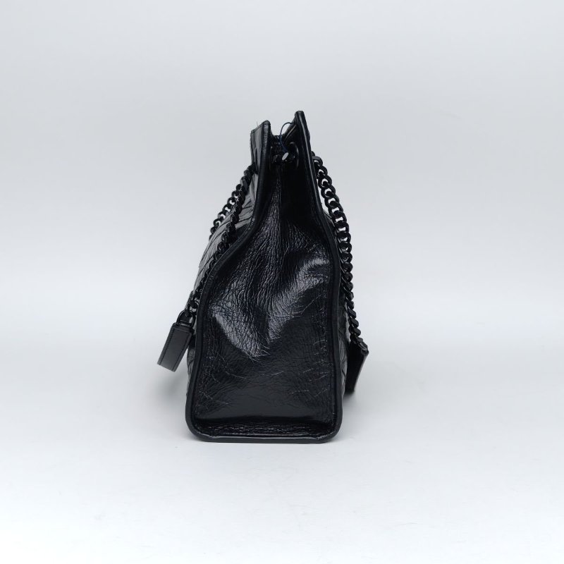 SAINT LAURENT NikiMediumShopping購物袋中號33黑色牛皮黑扣肩背包-2