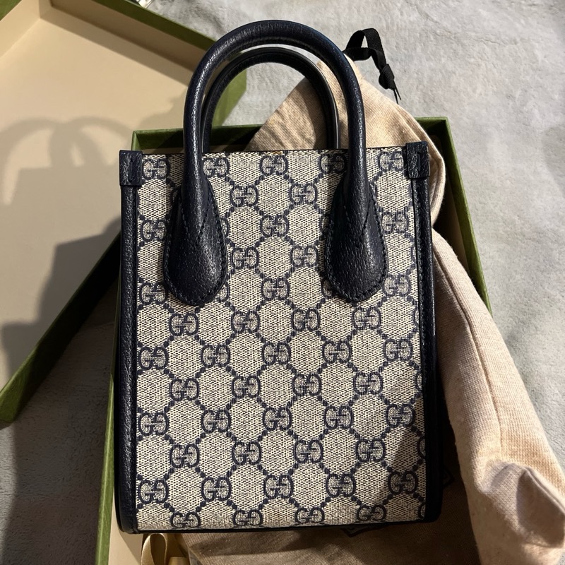 GUCCI 斜背托特包(黑藍色)-2
