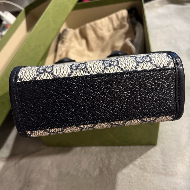 GUCCI 斜背托特包(黑藍色)-3