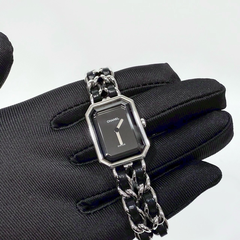Chanel黑銀Premiere皮穿鏈M號首映錶-2