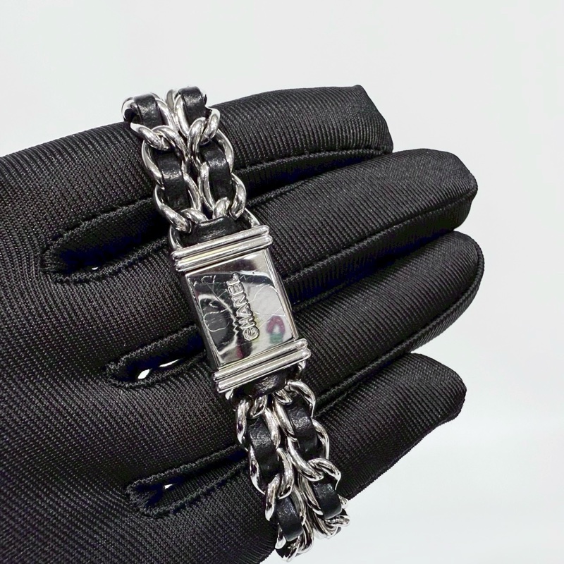 Chanel黑銀Premiere皮穿鏈M號首映錶-5