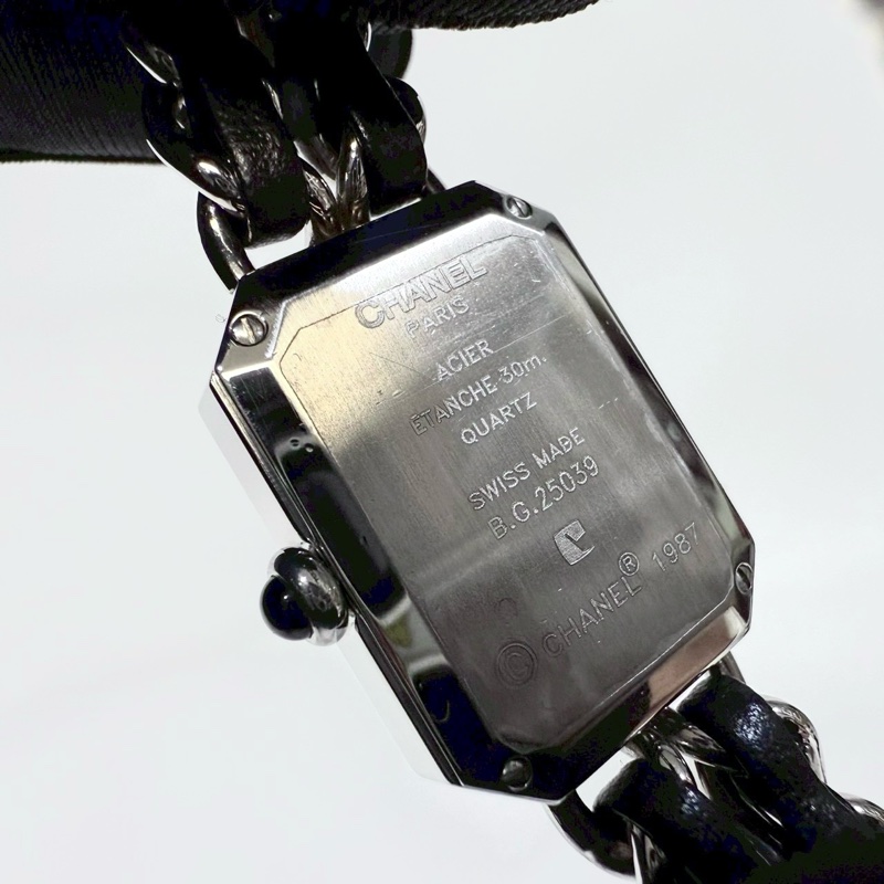 Chanel黑銀Premiere皮穿鏈M號首映錶-7