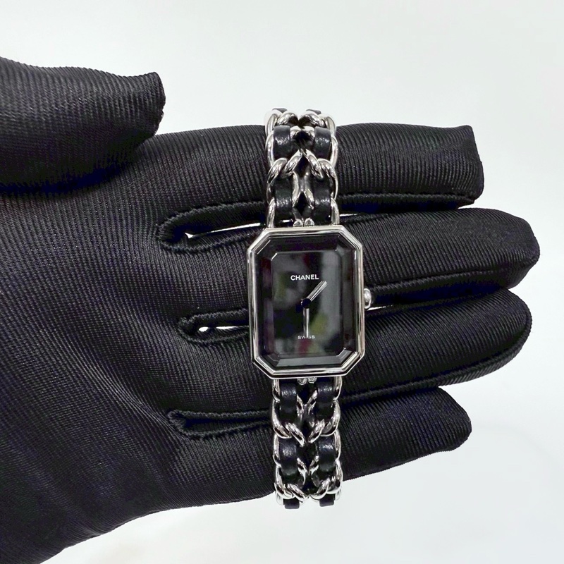 Chanel黑銀Premiere皮穿鏈M號首映錶-9