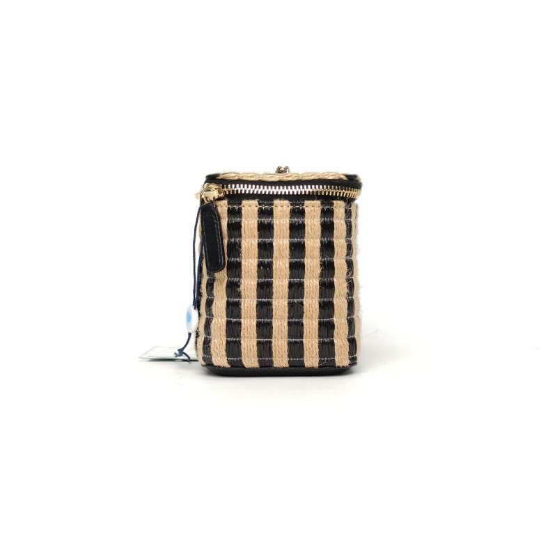 CHANEL 拼色草編30開金扣長盒子化妝包無鏡子16肩背包-2