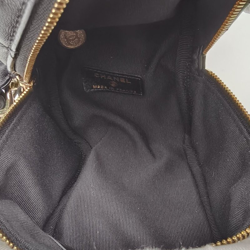 CHANEL 22S方盒子骰子包10.5黑色羊皮32開金扣皮穿鏈手柄肩背包-3