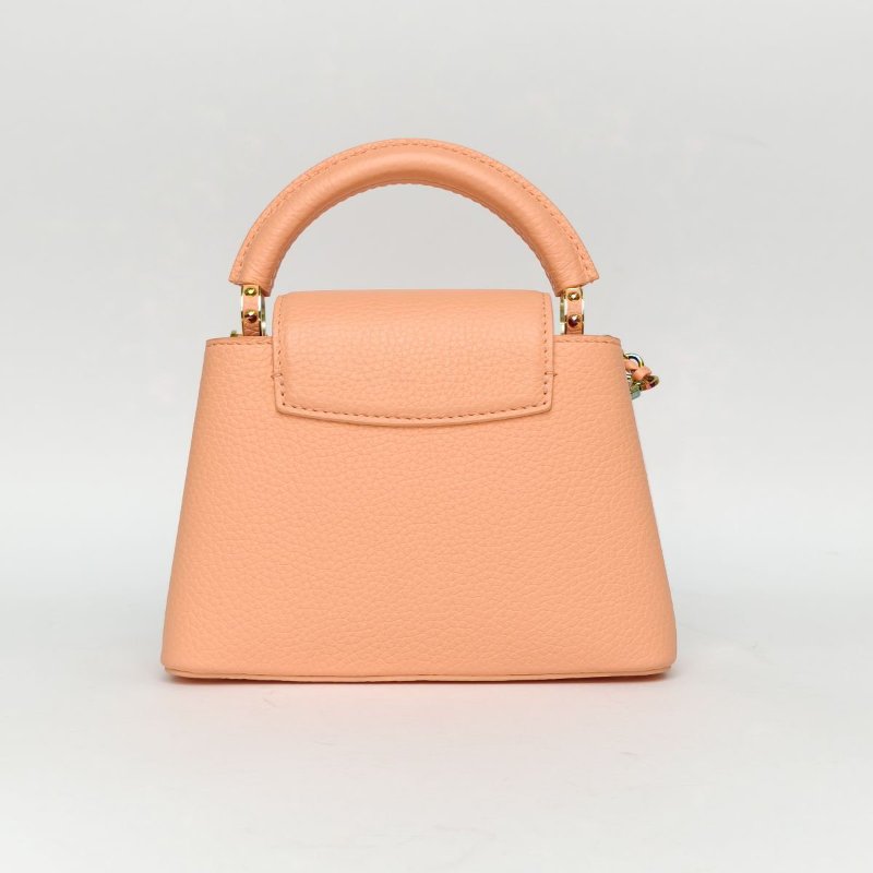 LOUIS VUITTON CapucinesMini21橘色牛皮幻彩扣晶片肩背包-1