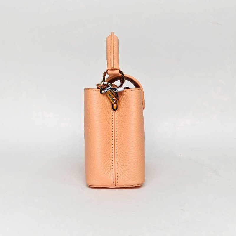 LOUIS VUITTON CapucinesMini21橘色牛皮幻彩扣晶片肩背包-2