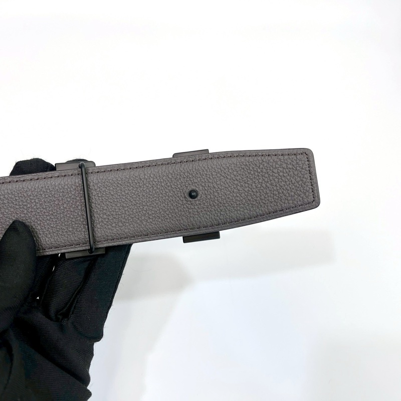 HERMES黑灰雙面消光H釦皮帶 H081106-7