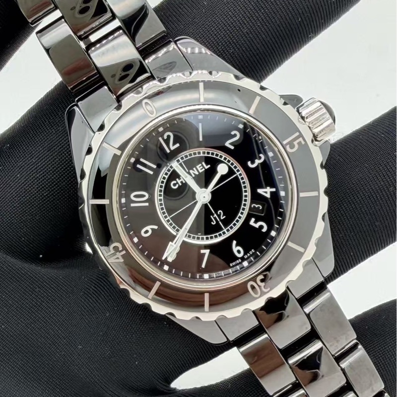 Chanel 香奈兒J12 黑陶瓷腕錶/手錶/33mm/98-99新美品-0