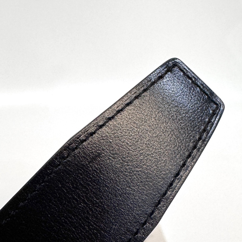 HERMES黑拚巧克力色TOGO皮 H 銀釦皮帶-9