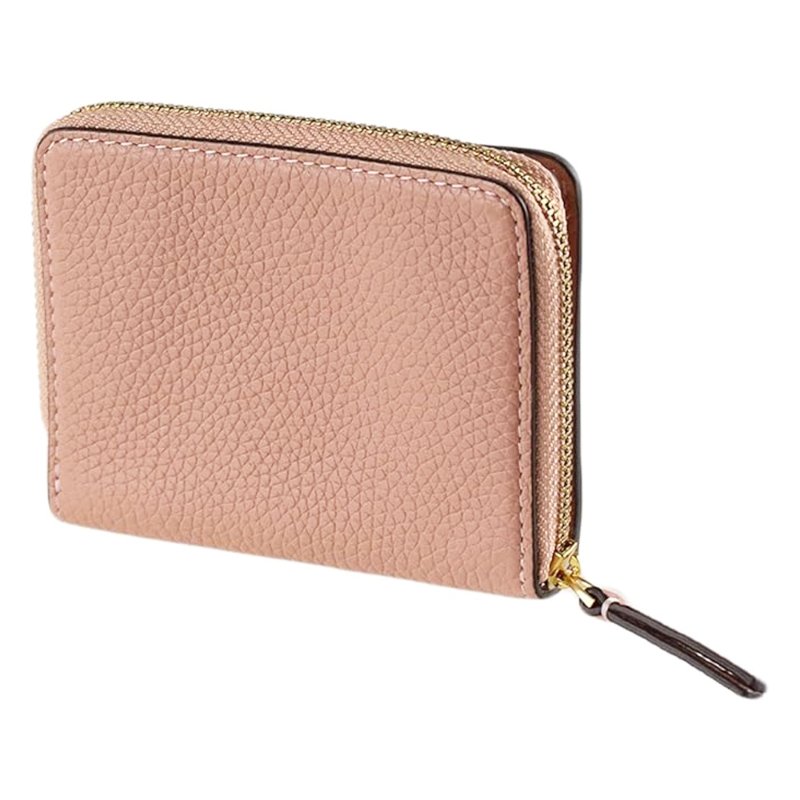 【TORY BURCH】雙T-LOGO素面拉鍊短夾-粉紅色-2