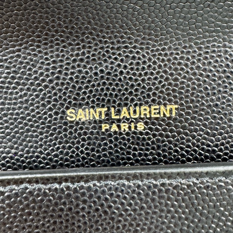 YSL /聖羅蘭 黑金魚子醬爆款 郵差包黑金信封包-11