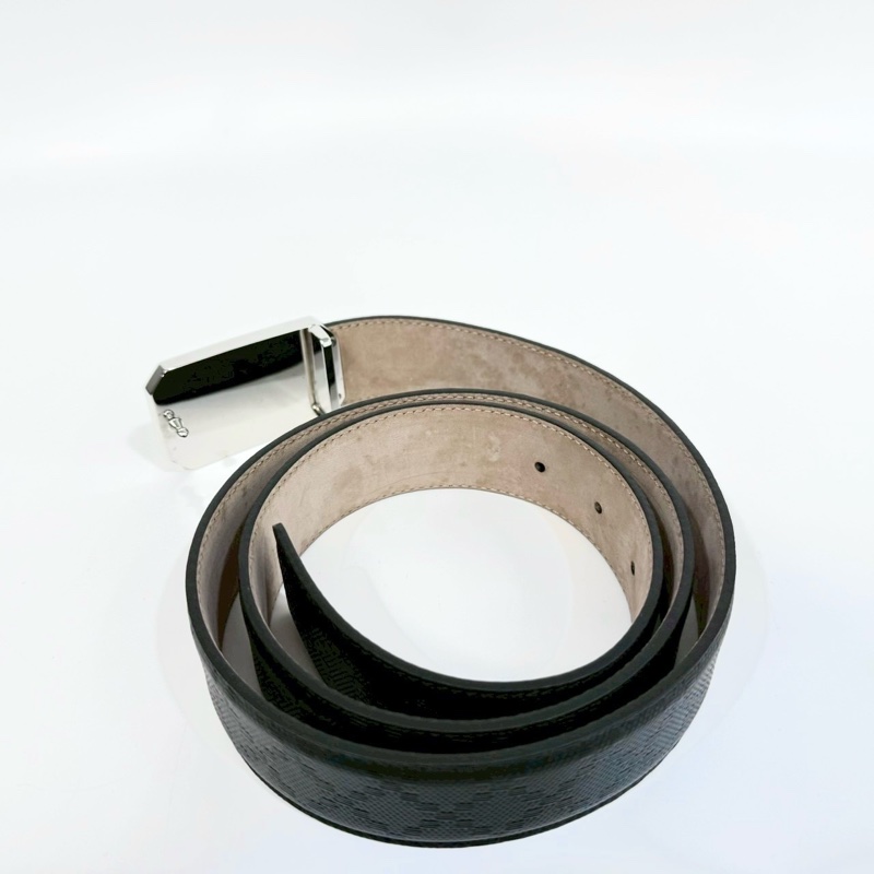 GUCCI黑銀牛皮SIGNATURE 95CM皮帶403941-5