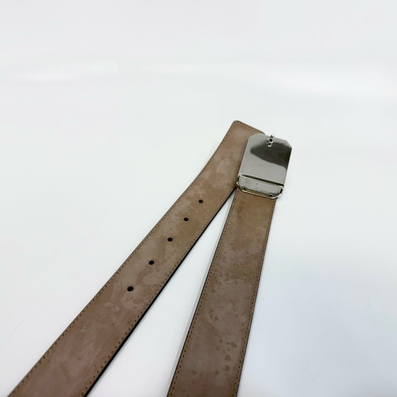 GUCCI黑銀牛皮SIGNATURE 95CM皮帶403941-9