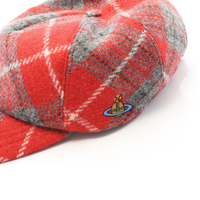 Vivienne Westwood Orb 刺繡帽 S81020019W00W1001 羊毛 紅色 多色 二手 男女通用-4