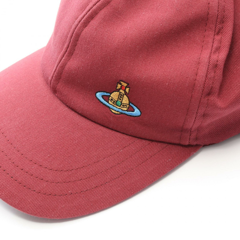 Vivienne Westwood Orb 刺繡棒球帽 S81020019W00DDAAA003 波爾多紅帆布 二手 男女通用-4