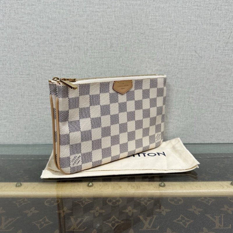 LV 白棋盤Double Zip二合一肩背麻將包 20*12.5*2 99新配件盒子塵袋吊牌購證-1