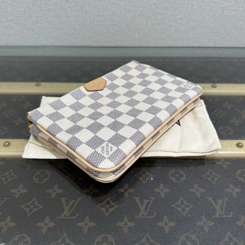 LV 白棋盤Double Zip二合一肩背麻將包 20*12.5*2 99新配件盒子塵袋吊牌購證-4
