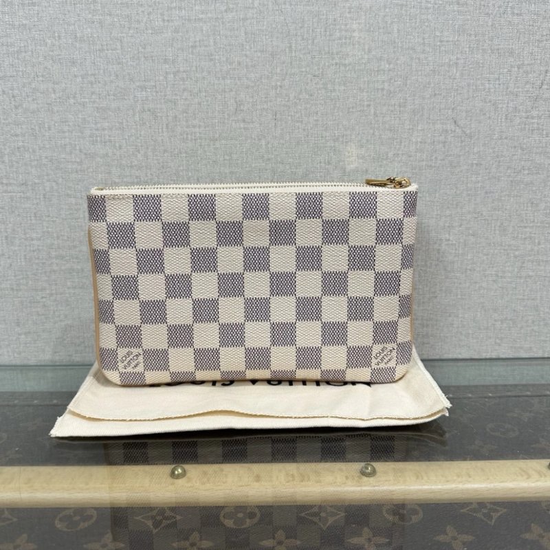 LV 白棋盤Double Zip二合一肩背麻將包 20*12.5*2 99新配件盒子塵袋吊牌購證-5