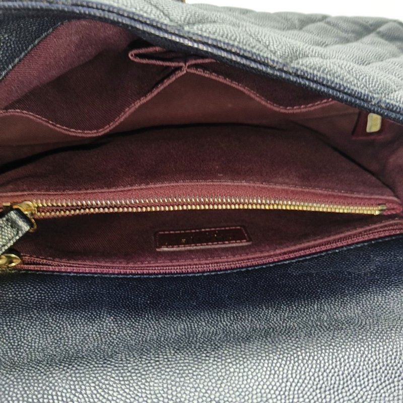 CHANEL COCO HANDLE 中號 黑色荔枝紋牛皮菱格紋絎縫單肩包手提包斜挎包 金色五金 25開 可拆卸肩帶-6