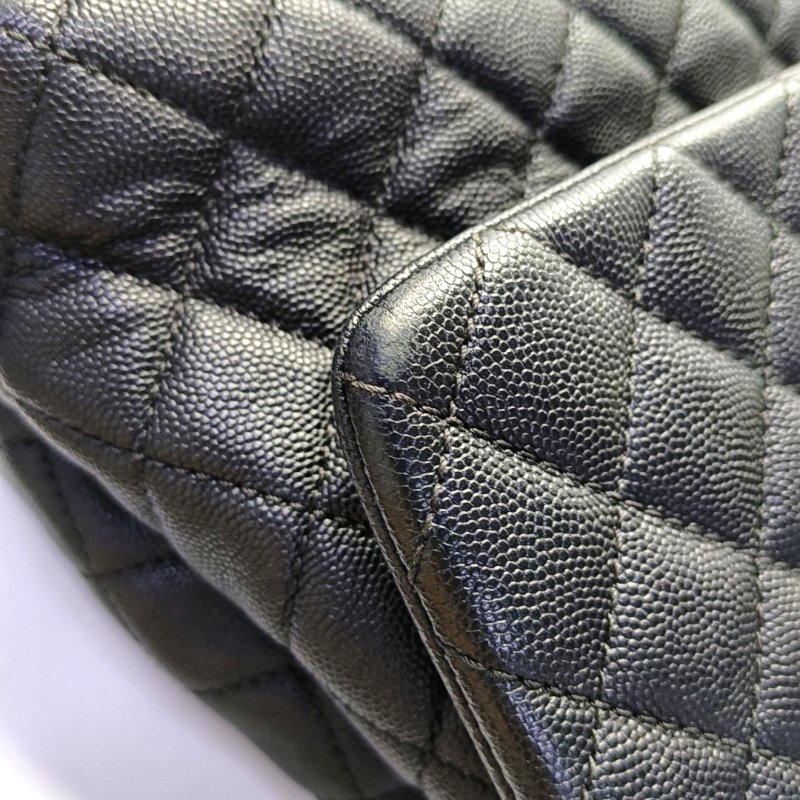 CHANEL COCO HANDLE 中號 黑色荔枝紋牛皮菱格紋絎縫單肩包手提包斜挎包 金色五金 25開 可拆卸肩帶-8