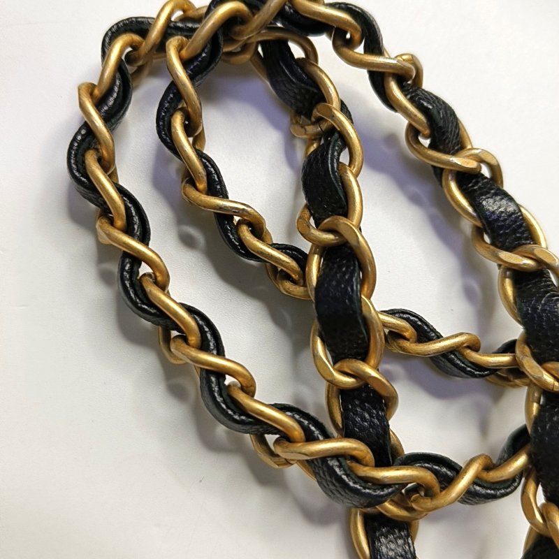 CHANEL COCO HANDLE 中號 黑色荔枝紋牛皮菱格紋絎縫單肩包手提包斜挎包 金色五金 25開 可拆卸肩帶-11