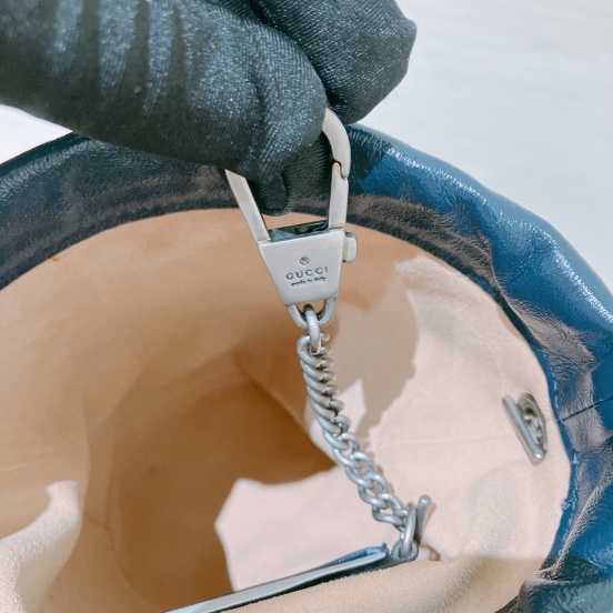 TK1801  Gucci 古馳藍色水桶包MARMONT BUCKET SHOULDER BAG BLUE X PHW-30