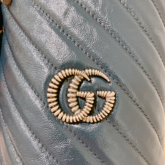TK1801  Gucci 古馳藍色水桶包MARMONT BUCKET SHOULDER BAG BLUE X PHW-34