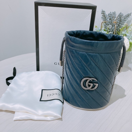 TK1801  Gucci 古馳藍色水桶包MARMONT BUCKET SHOULDER BAG BLUE X PHW-37