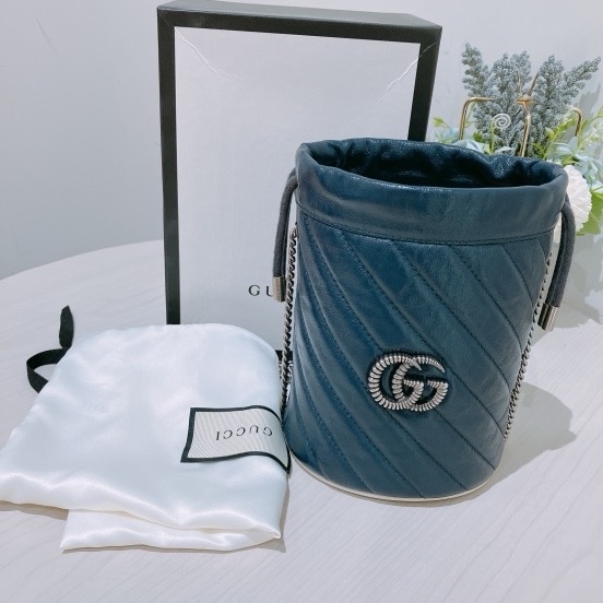 TK1801  Gucci 古馳藍色水桶包MARMONT BUCKET SHOULDER BAG BLUE X PHW-38