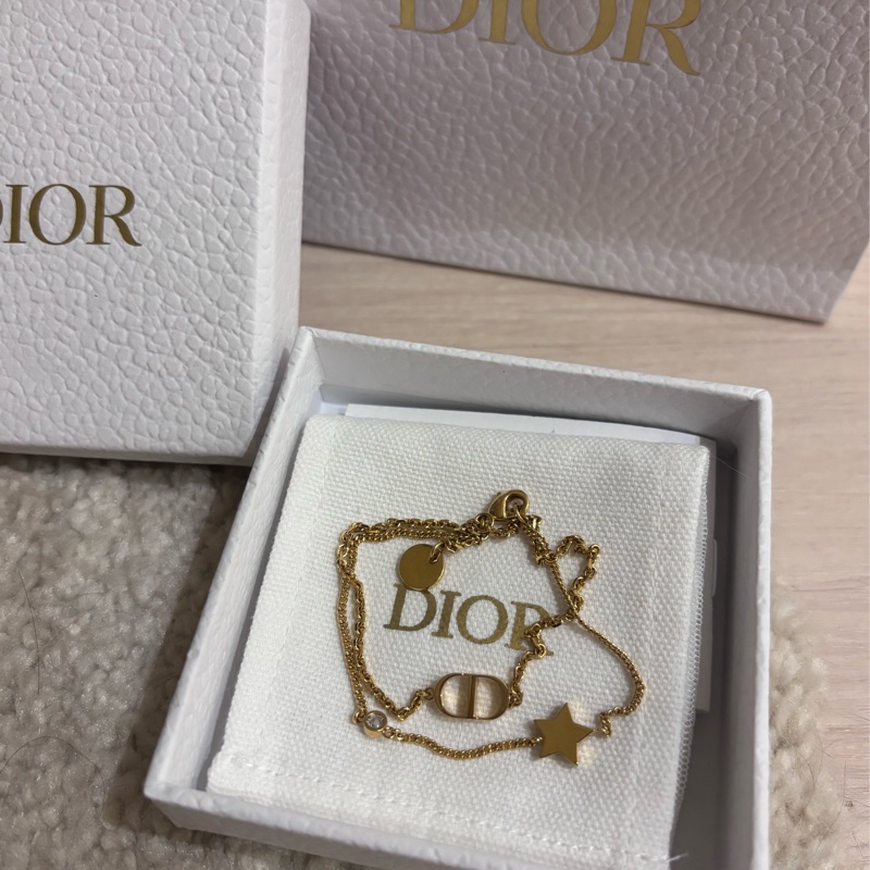 Dior petit cd 迪奧金色星星雙鏈手鏈 迪奧金色-3