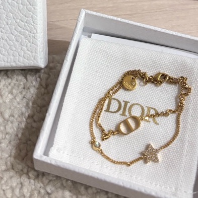 Dior petit cd 迪奧金色星星雙鏈手鏈 迪奧金色-8