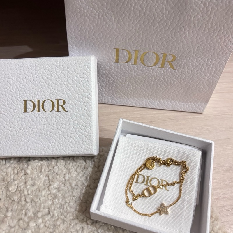 Dior petit cd 迪奧金色星星雙鏈手鏈 迪奧金色-19