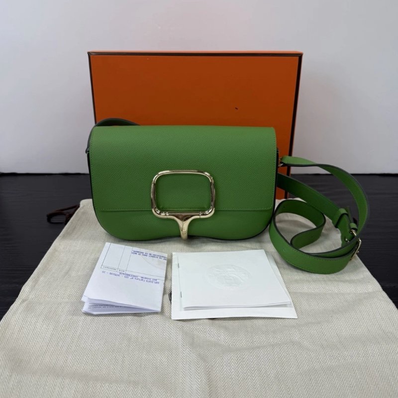 HERMES 絲蘭綠Della Cavalleria Elan 22*13*7 99新配件盒子塵袋-0