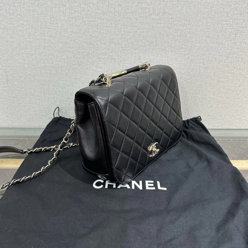 CHANEL 黑金 handle bag金屬手柄手提肩背包 25*17.5*19 99新配件塵袋保卡購證-1