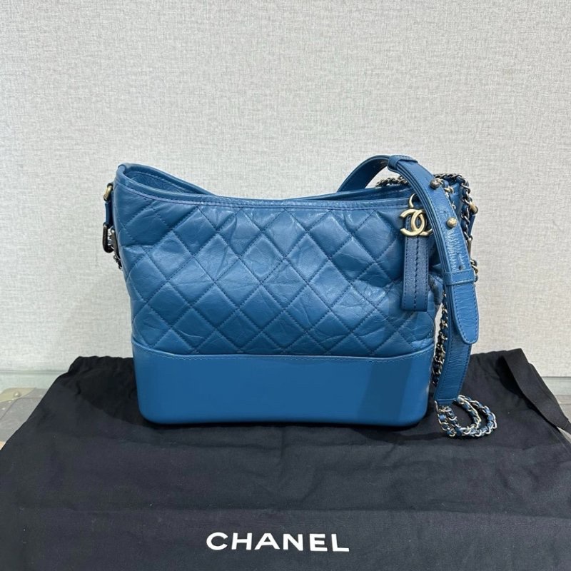 CHANEL 藍色中號流浪肩背斜背包 28*21*8 98新配件塵袋-0