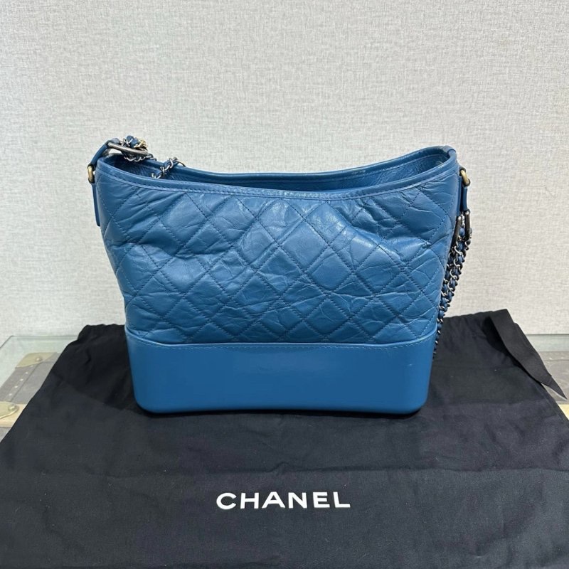 CHANEL 藍色中號流浪肩背斜背包 28*21*8 98新配件塵袋-5