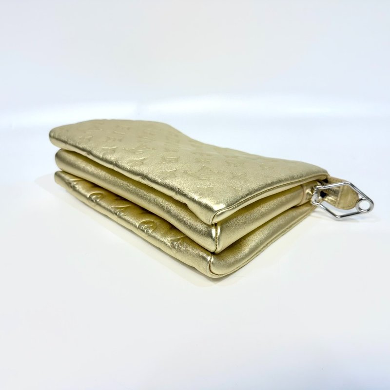 LV 香檳金羊皮粗金鏈Coussin PM兩用包M59278-6