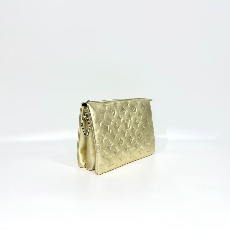 LV 香檳金羊皮粗金鏈Coussin PM兩用包M59278-2