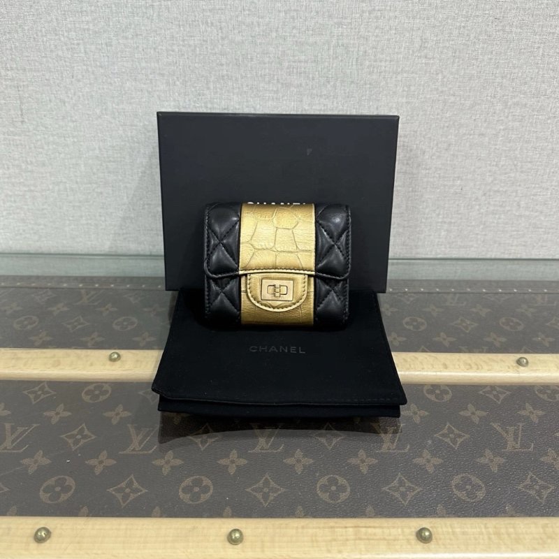 CHANEL 黑金埃及系列2.55折疊卡包 9.3*10.6*3 98新配件盒子塵袋-0