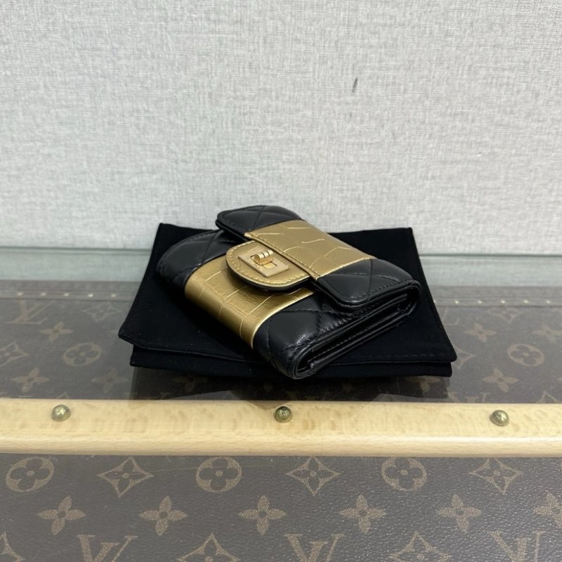 CHANEL 黑金埃及系列2.55折疊卡包 9.3*10.6*3 98新配件盒子塵袋-2
