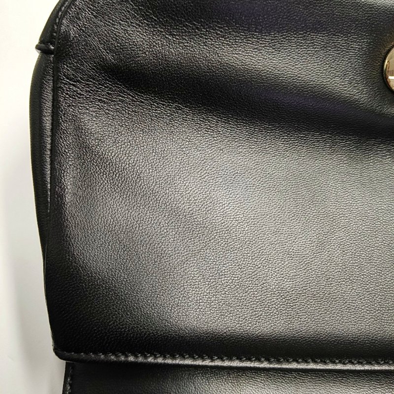 CHANEL 黑色羊皮菱格紋絎縫單肩包 金色五金 23開-10