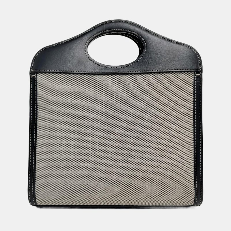 BURBERRY Pocket 迷你灰色織物印花單肩包 金色五金 可拆卸肩帶-4