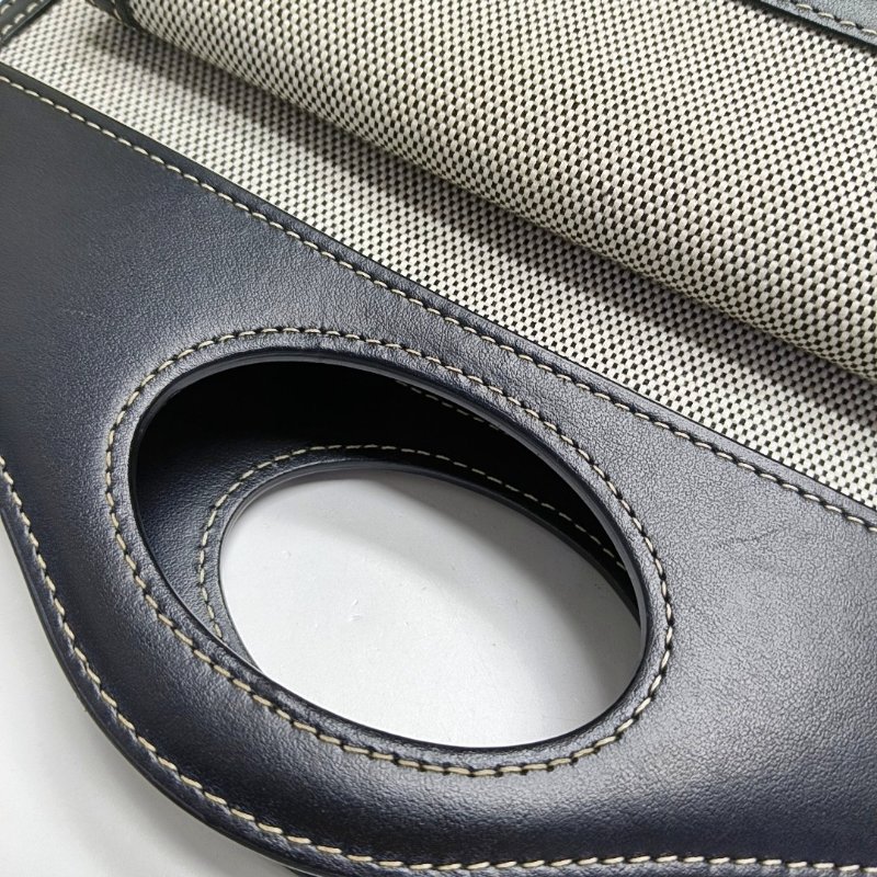 BURBERRY Pocket 迷你灰色織物印花單肩包 金色五金 可拆卸肩帶-8