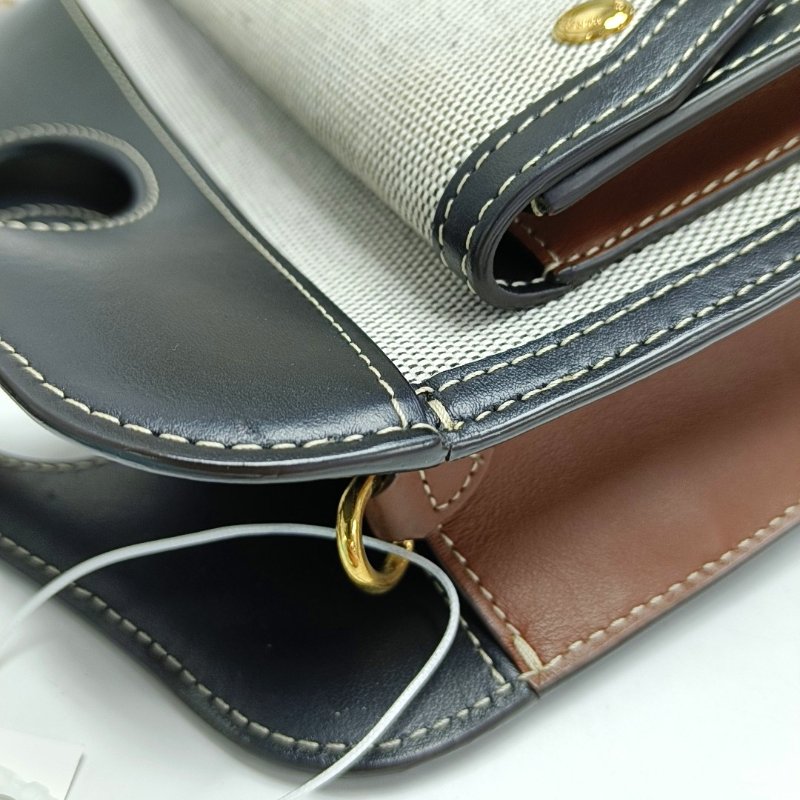 BURBERRY Pocket 迷你灰色織物印花單肩包 金色五金 可拆卸肩帶-11