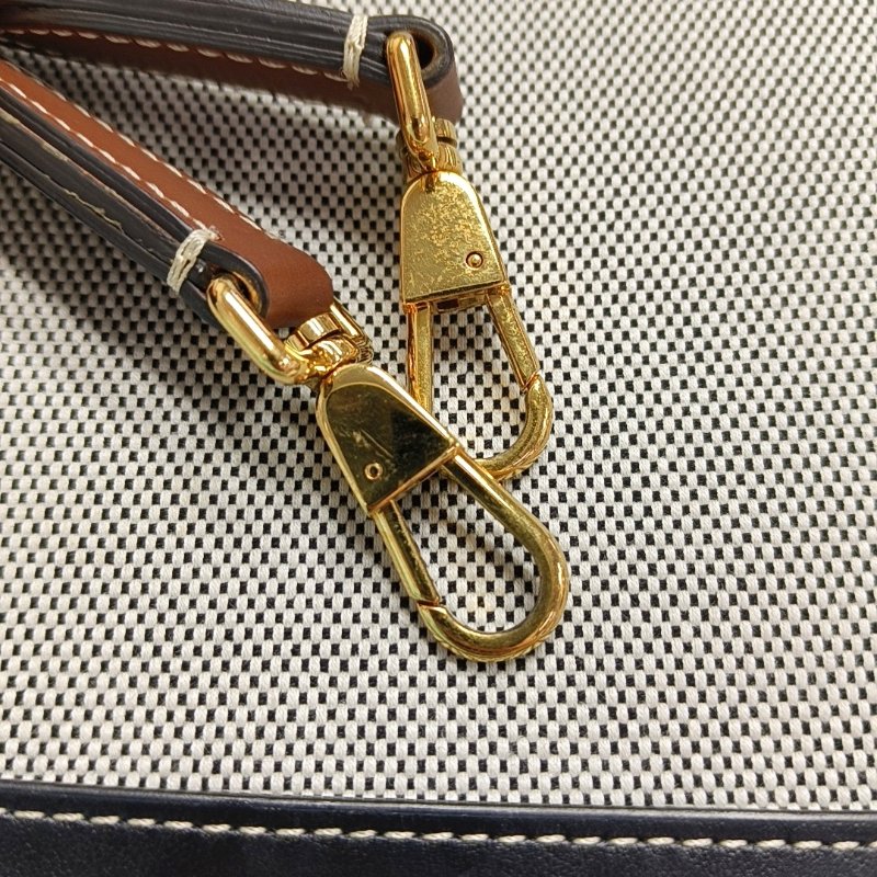 BURBERRY Pocket 迷你灰色織物印花單肩包 金色五金 可拆卸肩帶-14