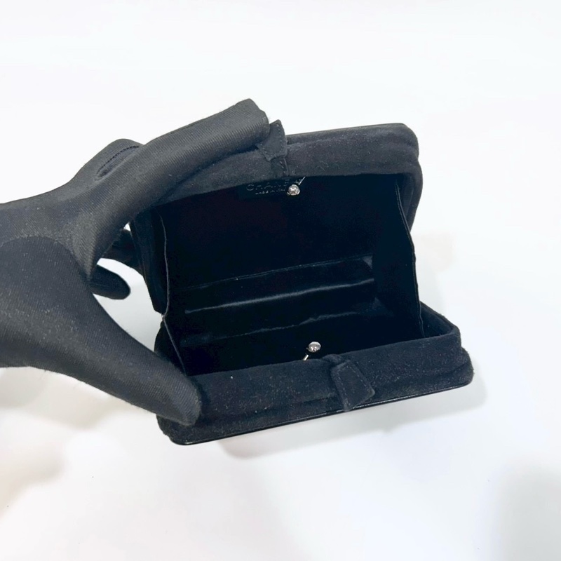 chanel黑色樹脂拚麂皮方型水晶設計晚宴包A33088-4