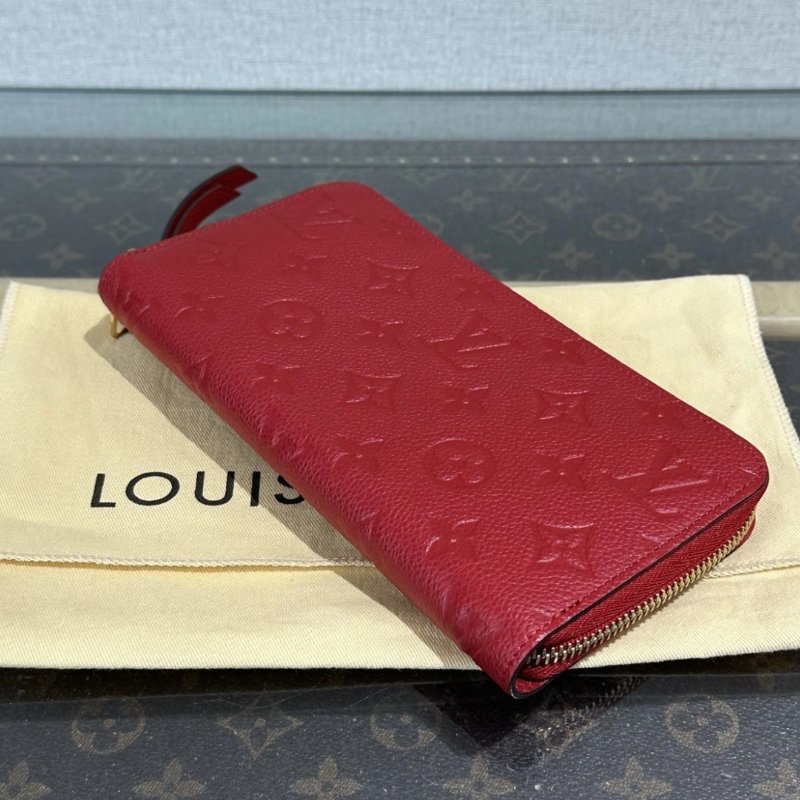 LV 紅色全皮壓花二合一錢包 19.5*10*2 99新配件盒子塵袋購證-2