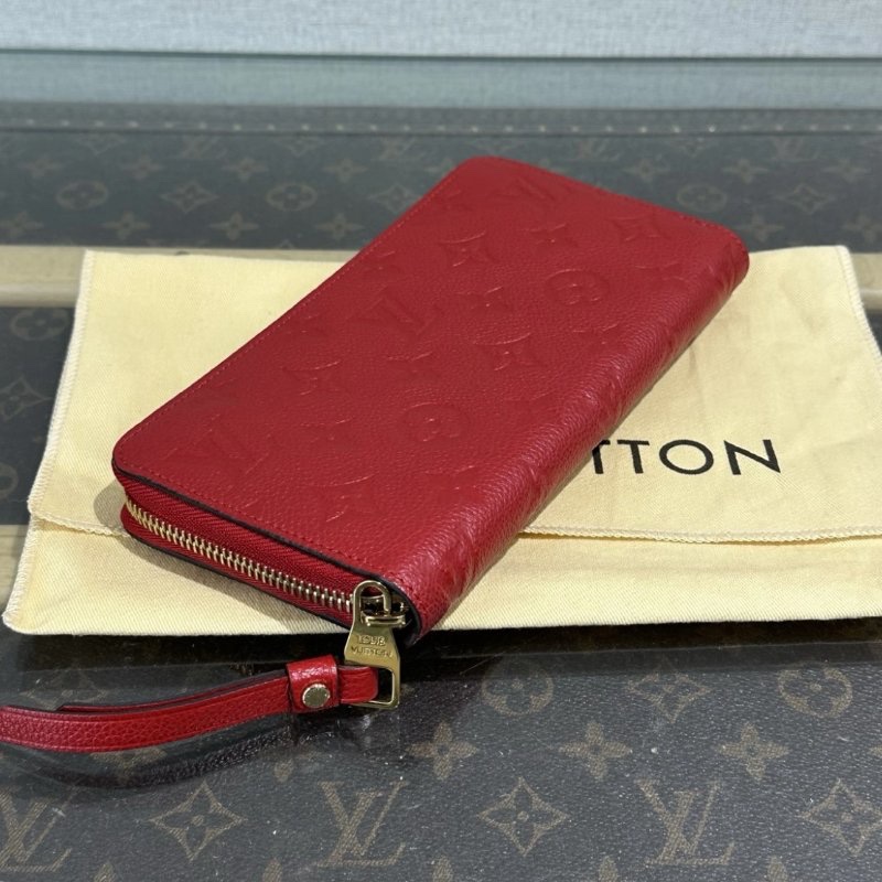 LV 紅色全皮壓花二合一錢包 19.5*10*2 99新配件盒子塵袋購證-4